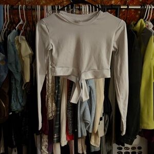 Elegant white Long Sleeve Crop Top